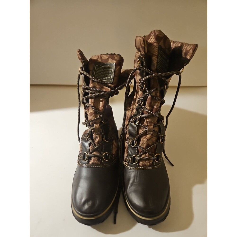 Coach Brown & Tan Lace-Up Ankle Boots